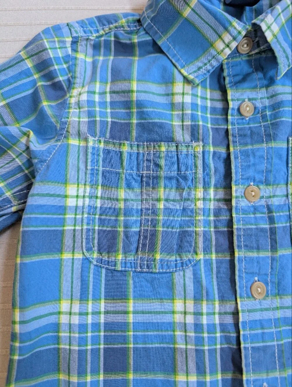 BabyGAP Blue Plaid Button-Front Shirt Toddler 4 Years